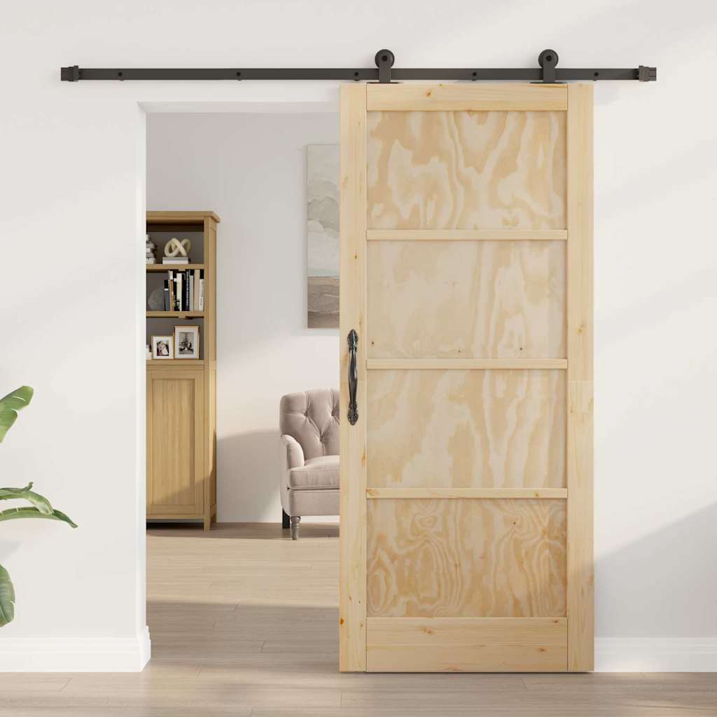 Sliding Door Set Manual Natural and black 86 x 198.5 cm