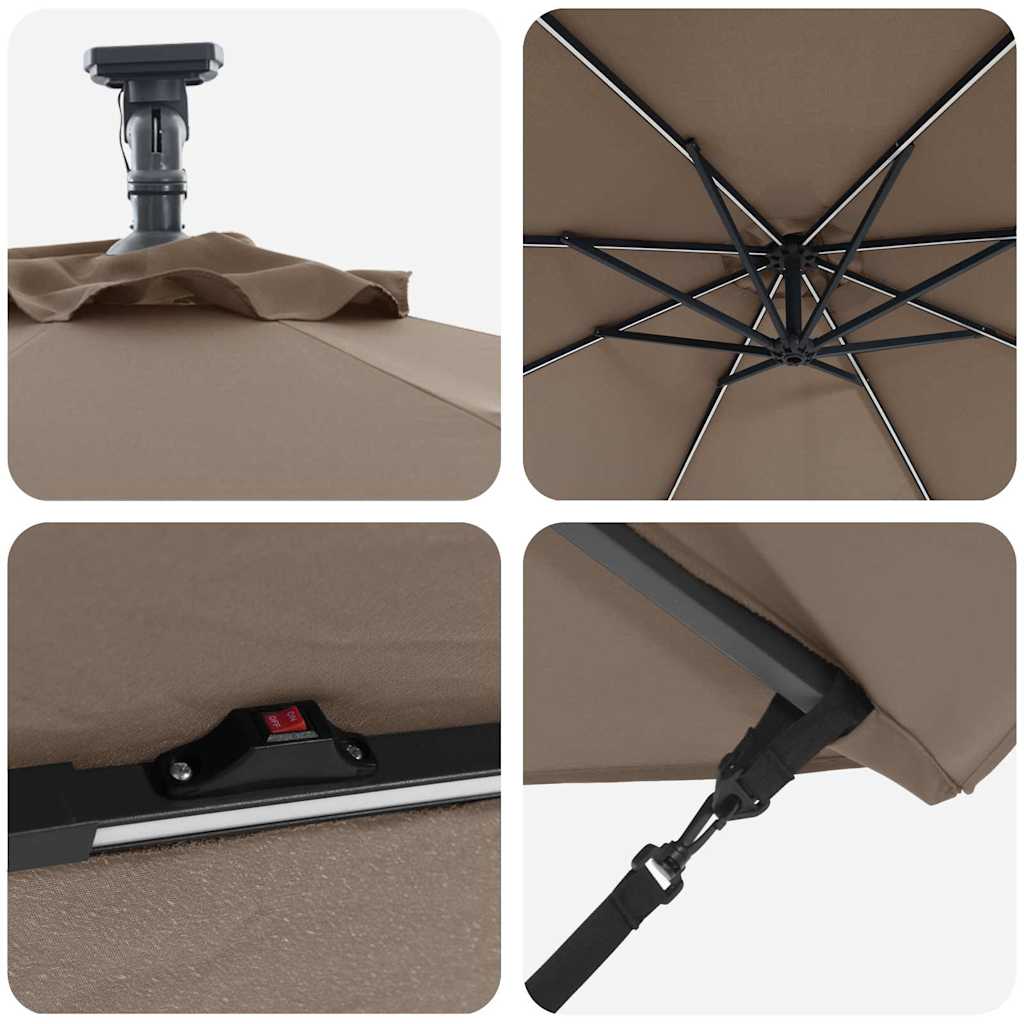 Cantilever Banana Parasol Taupe 294 x 294 x 248 cm