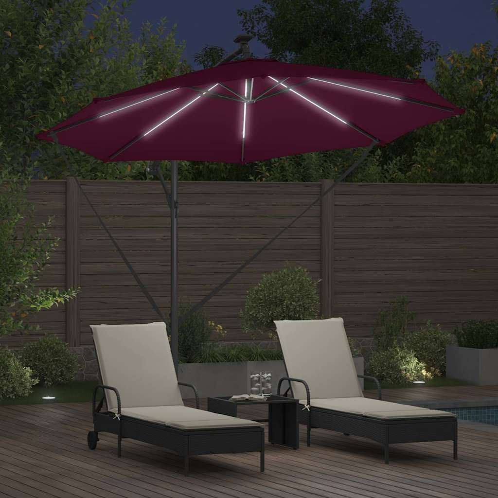 Cantilever Banana Parasol Bordeaux red 294 x 294 x 248 cm