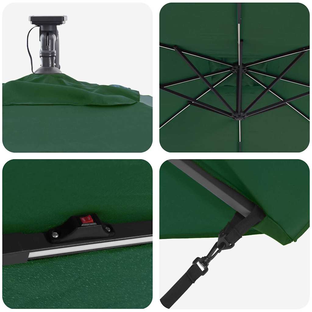 Cantilever Banana Parasol Green 249 x 249 x 250 cm