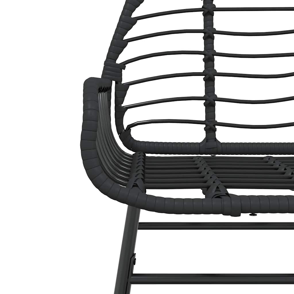 3 Piece Garden Dining Set Black Poly Rattan Glass