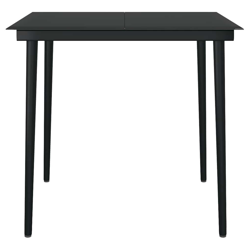 3 Piece Garden Dining Set Black Poly Rattan Glass