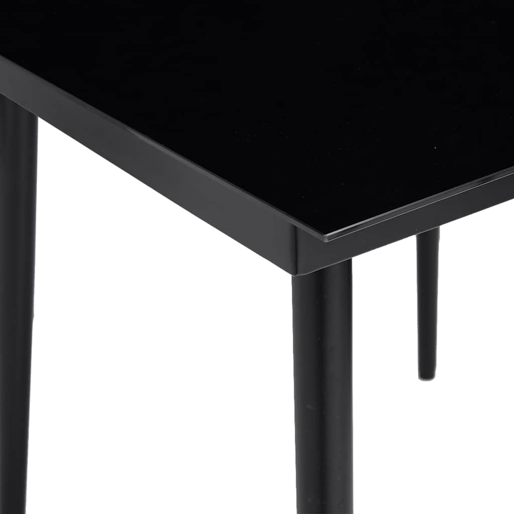 3 Piece Garden Dining Set Black Poly Rattan Glass