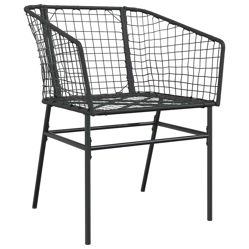 5 Piece Garden Dining Set Black Poly Rattan Glass