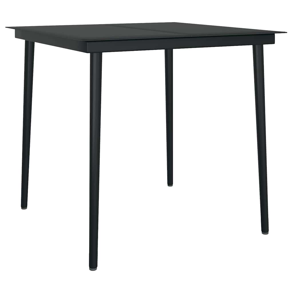 5 Piece Garden Dining Set Black Poly Rattan Glass