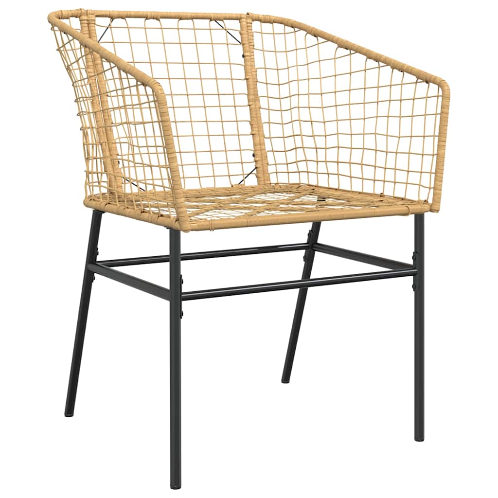 3 Piece Garden Dining Set Brown Poly Rattan Glass