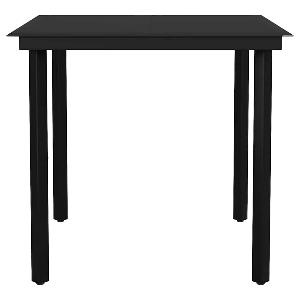 3 Piece Garden Dining Set Black Poly Rattan Glass