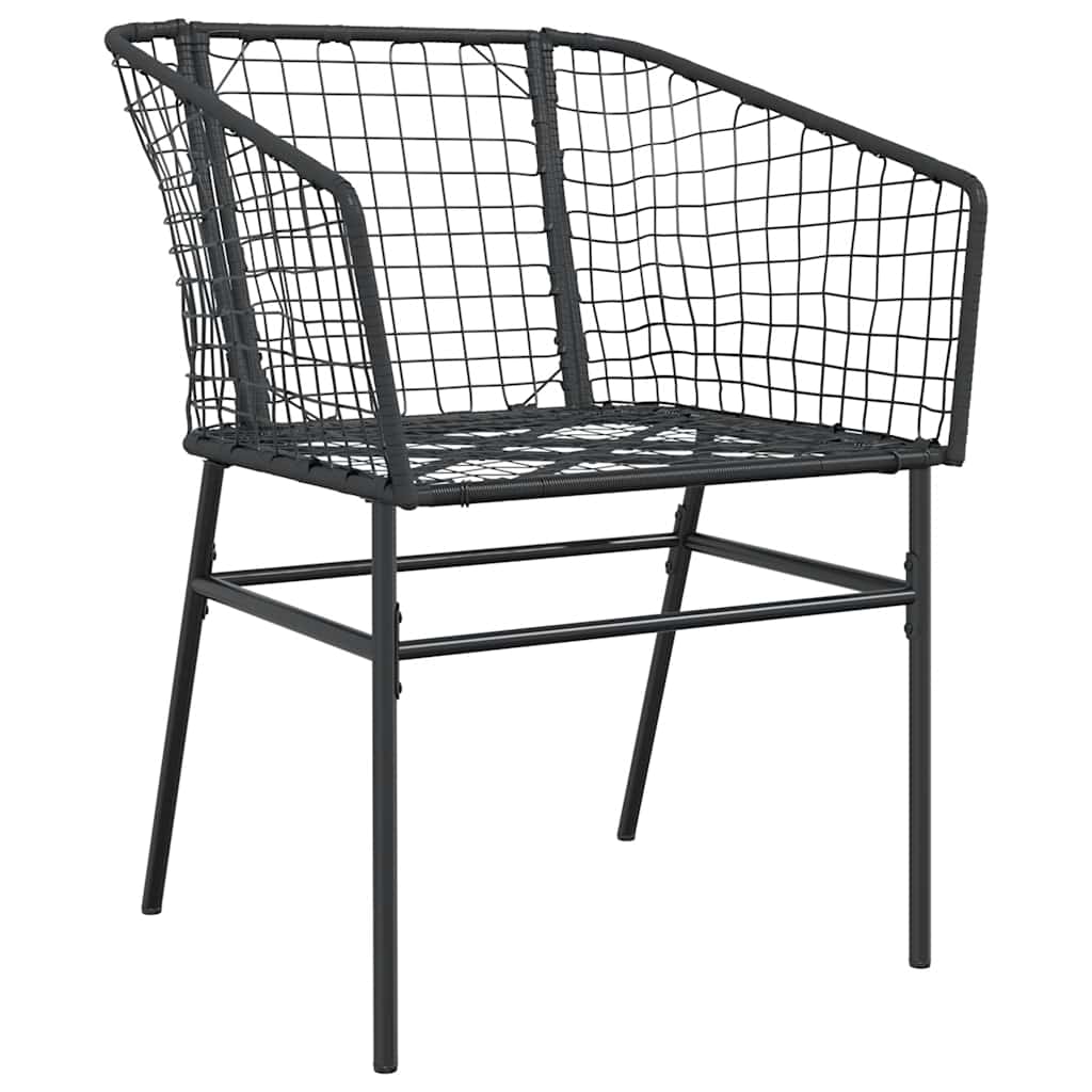 3 Piece Garden Dining Set Black Poly Rattan Glass