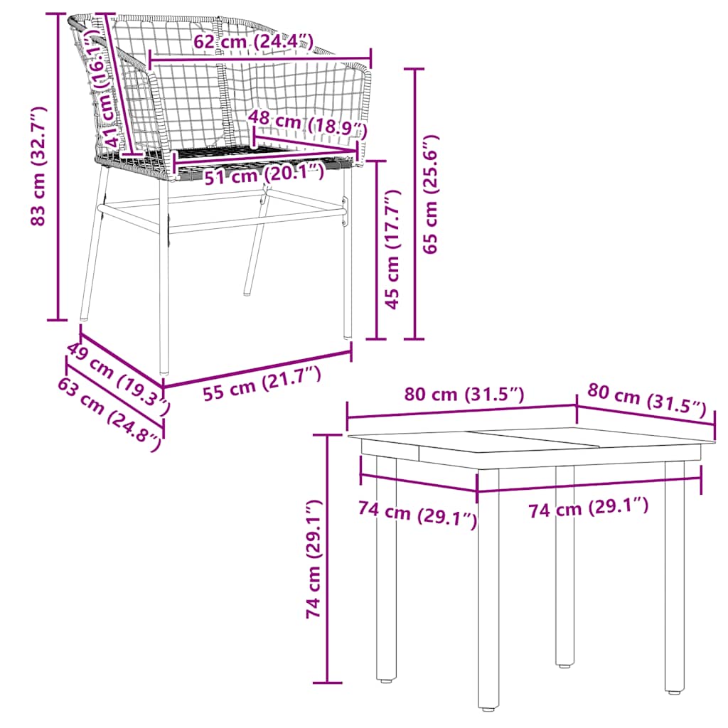 5 Piece Garden Dining Set Black Poly Rattan Glass