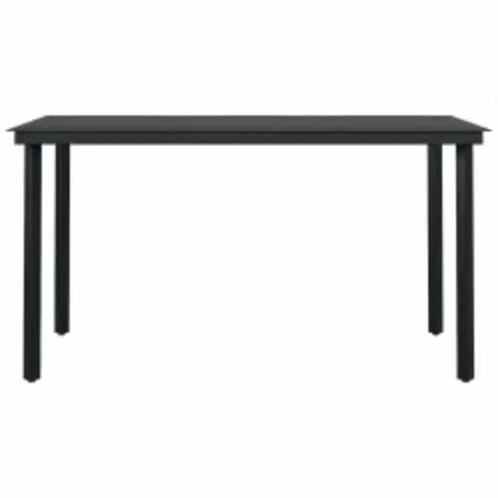 5 Piece Garden Dining Set Black Poly Rattan Glass
