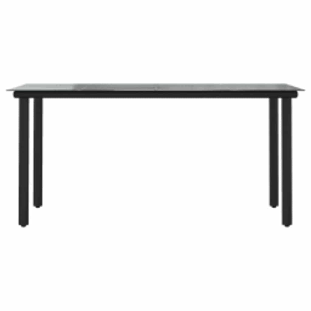 5 Piece Garden Dining Set Black Poly Rattan Glass