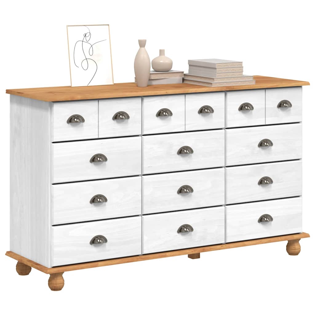 Chest of Drawer ASKIM White 79 x 40 x 133.5 cm Solid Pine wood