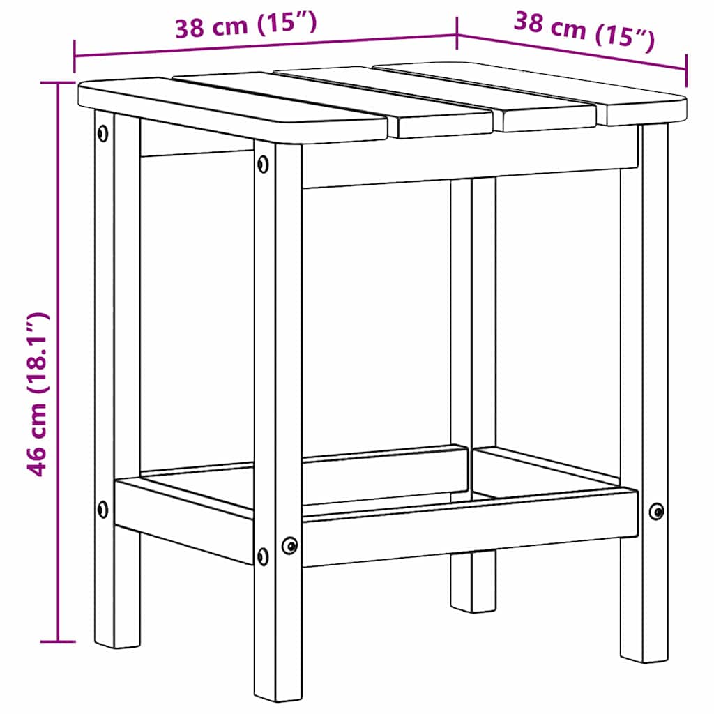 Adirondack Side Table White 38 x 38 x 46 cm HDPE