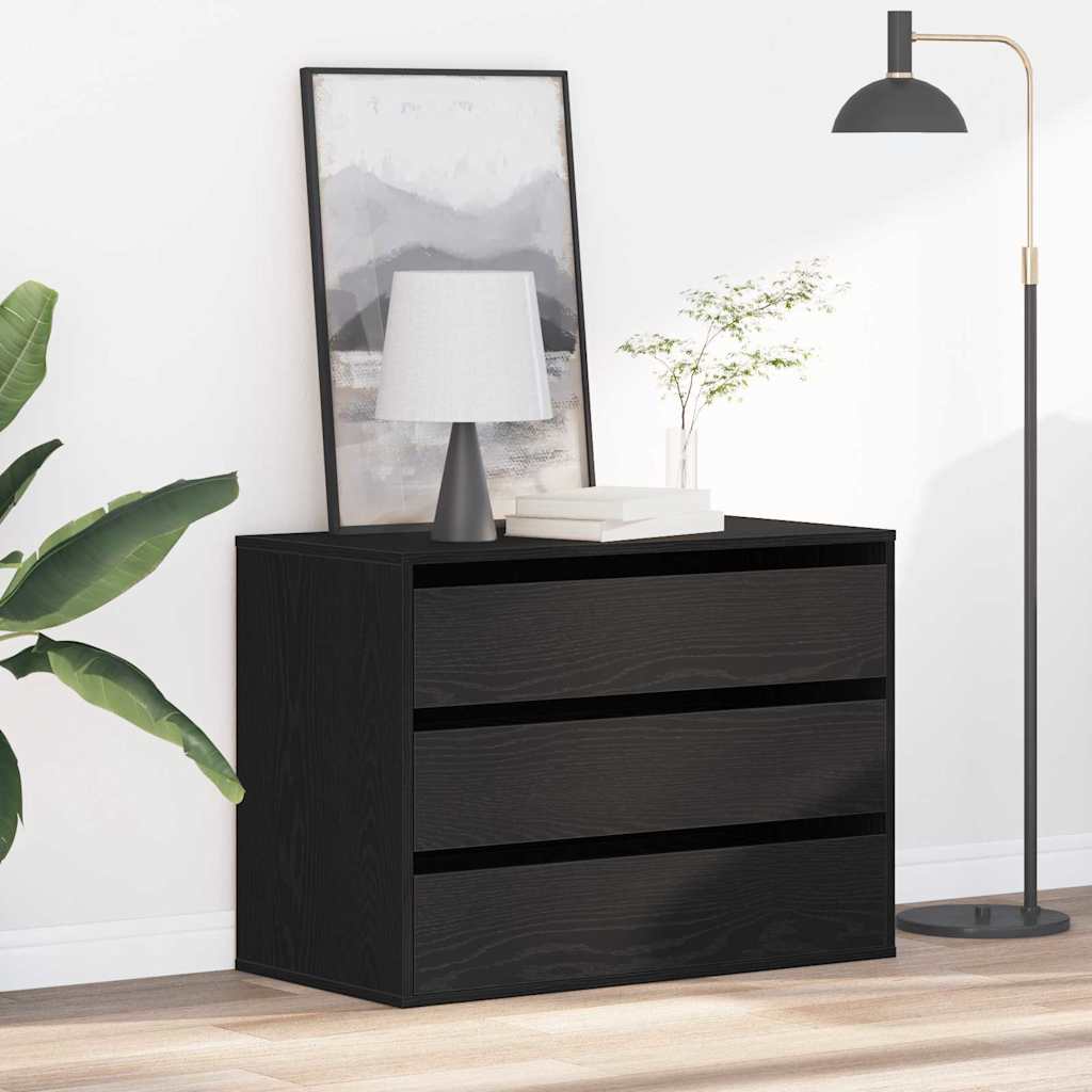 Chest of Drawers Black oak 80 x 41 x 58 cm Engineered wood