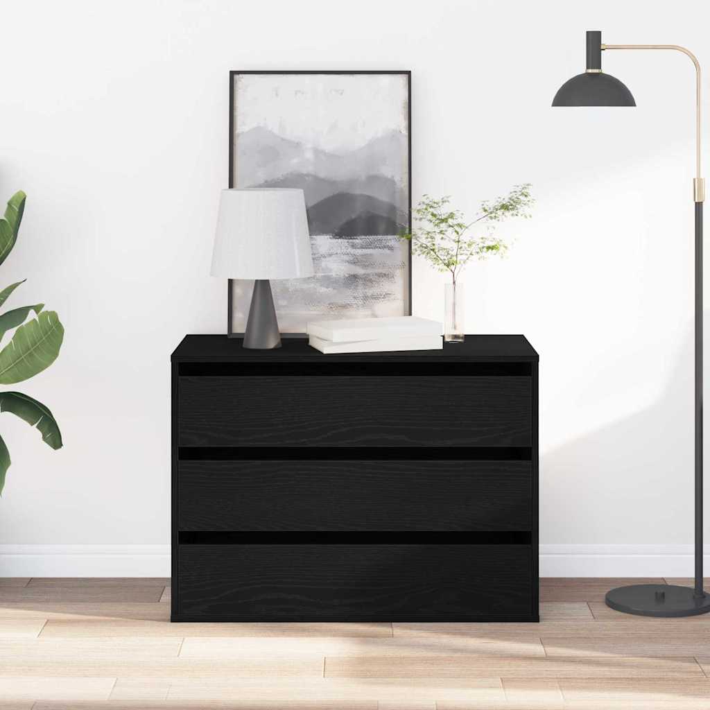 Chest of Drawers Black oak 80 x 41 x 58 cm Engineered wood