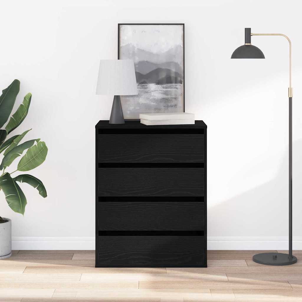 Chest of Drawers Black oak 60 x 41 x 76 cm Engineered wood