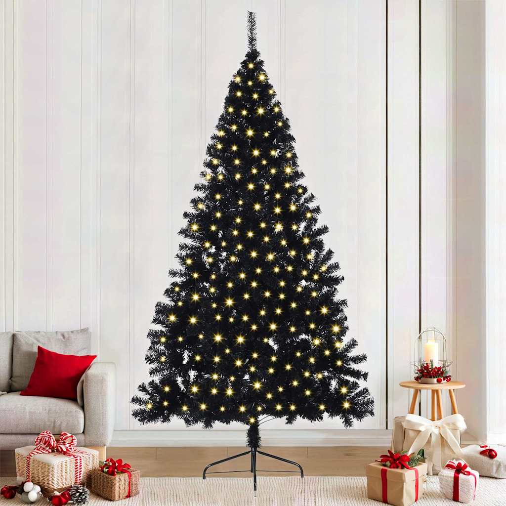 Christmas Tree with Decorative String Lights Black 240 cm