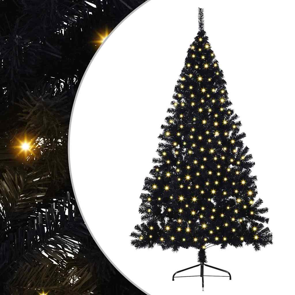 Christmas Tree with Decorative String Lights Black 240 cm