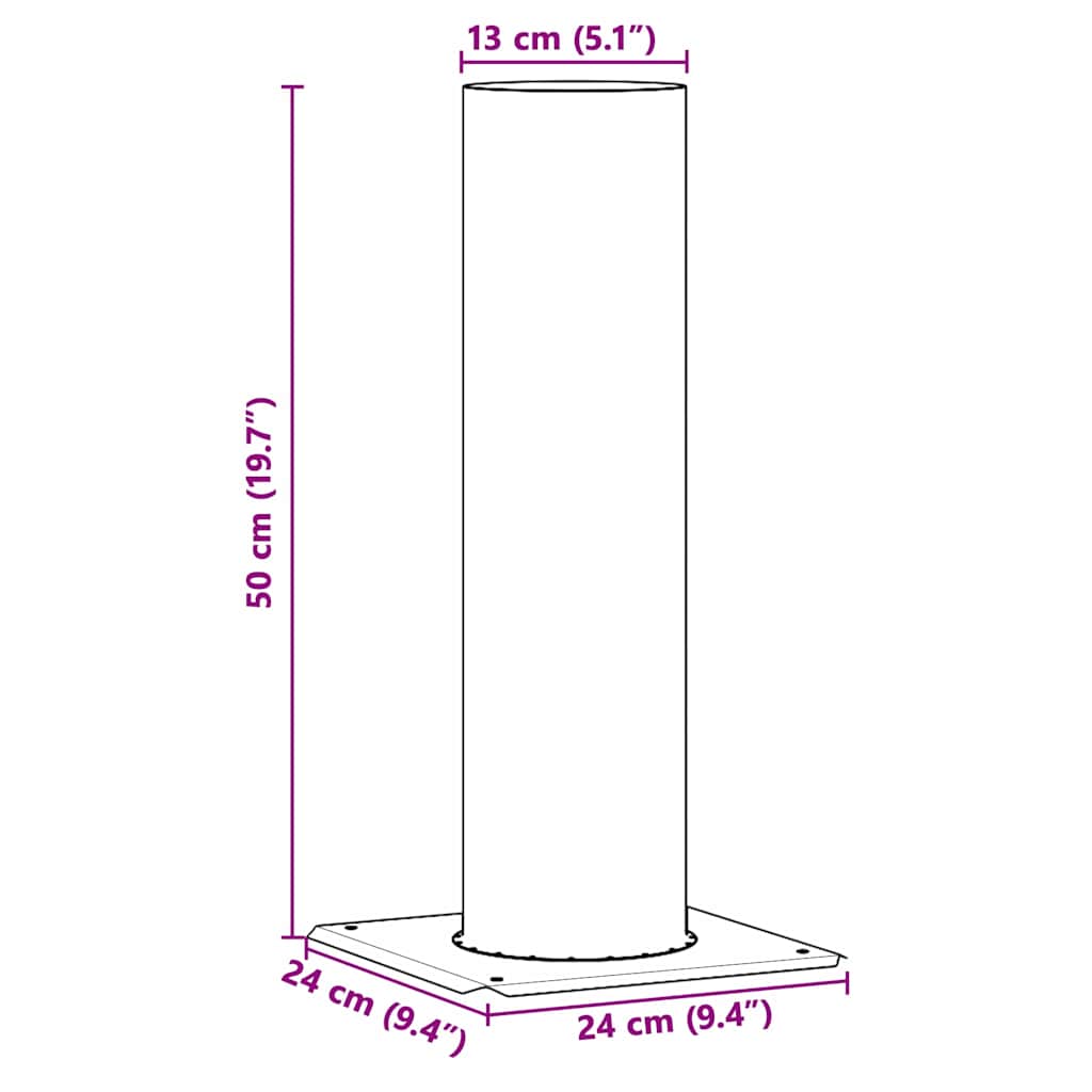 Chimney Head Extension Silver 24 x 24 x 50 cm Stainless Steel