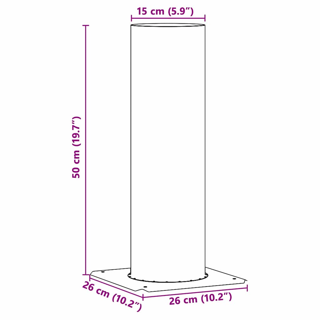Chimney Head Extension Silver 26 x 26 x 50 cm Stainless Steel