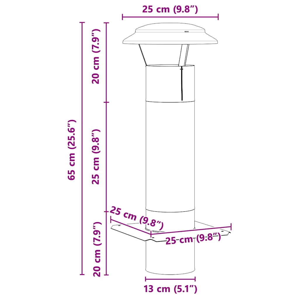 Chimney Extension Silver 25 x 25 x 65 cm Stainless Steel