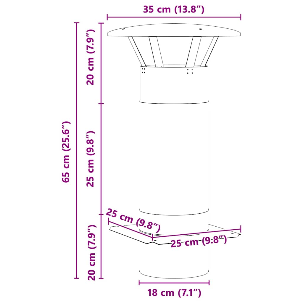 Chimney Extension Silver 35 x 35 x 65 cm Stainless Steel
