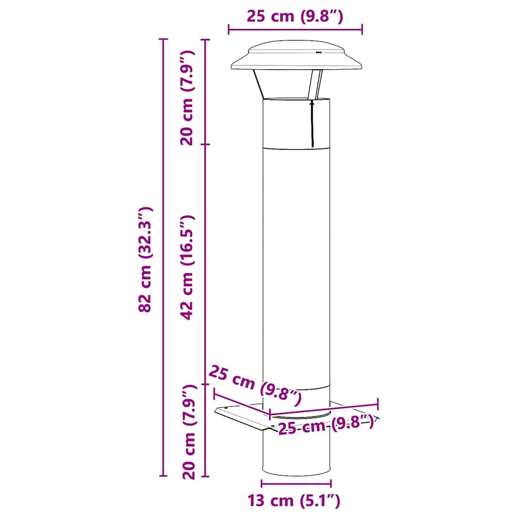 Chimney Extension Silver 25 x 25 x 82 cm Stainless Steel