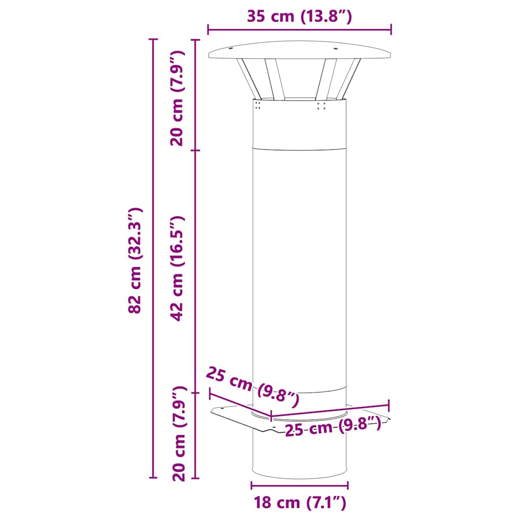 Chimney Extension Silver 35 x 35 x 82 cm Stainless Steel