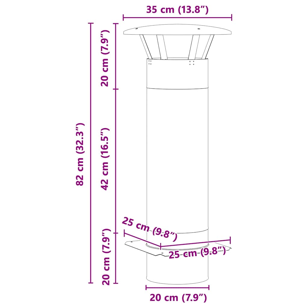 Chimney Extension Silver 35 x 35 x 82 cm Stainless Steel