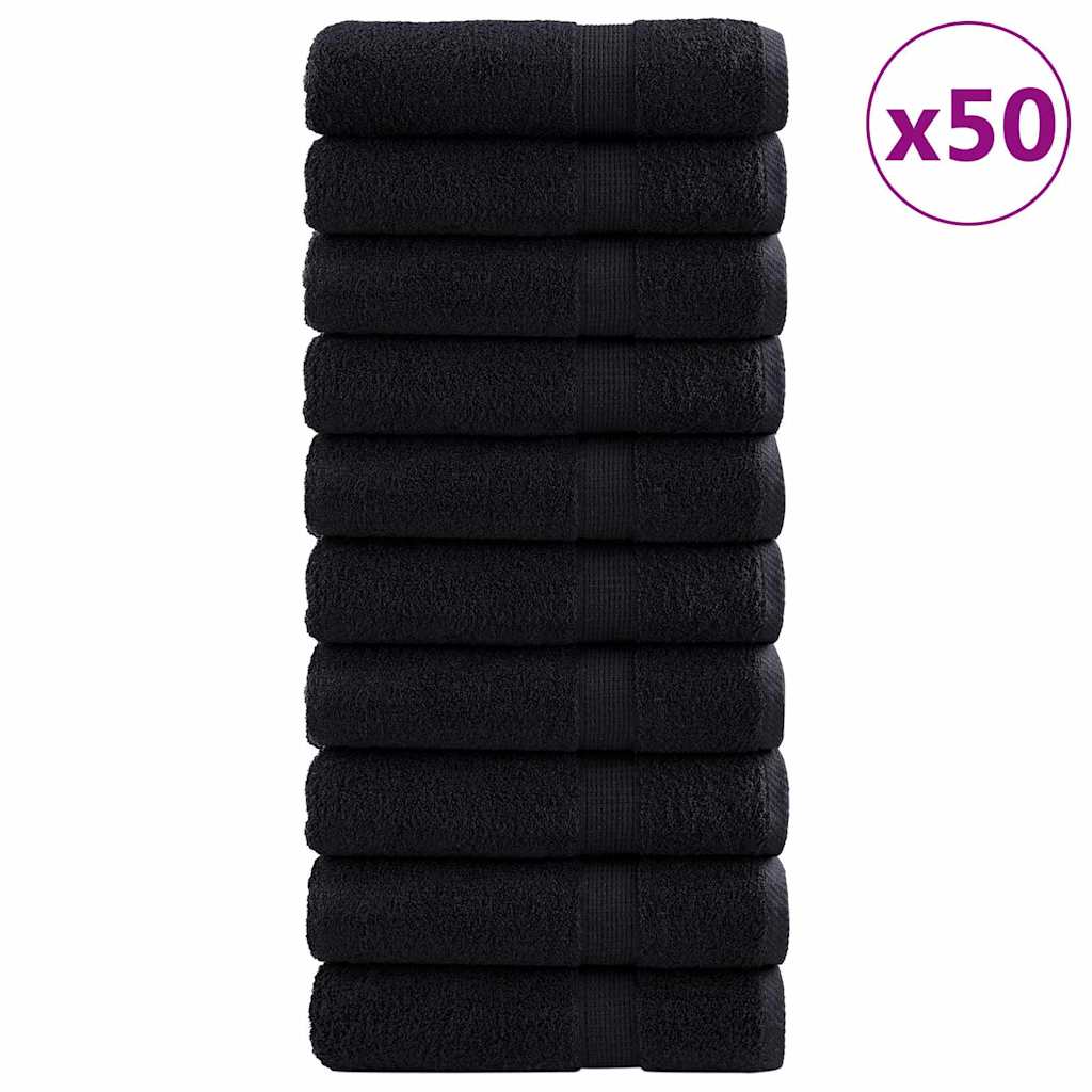 600 gsm Guest Towels SOLUND 50 pcs Black 50 x 100 cm Cotton