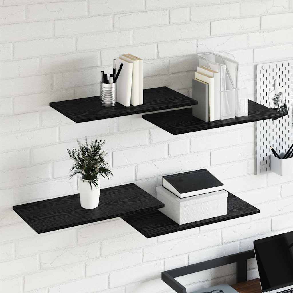 Bookshelf Board 4 pcs Black 60 x 30 x 1.5 cm Engineered wood