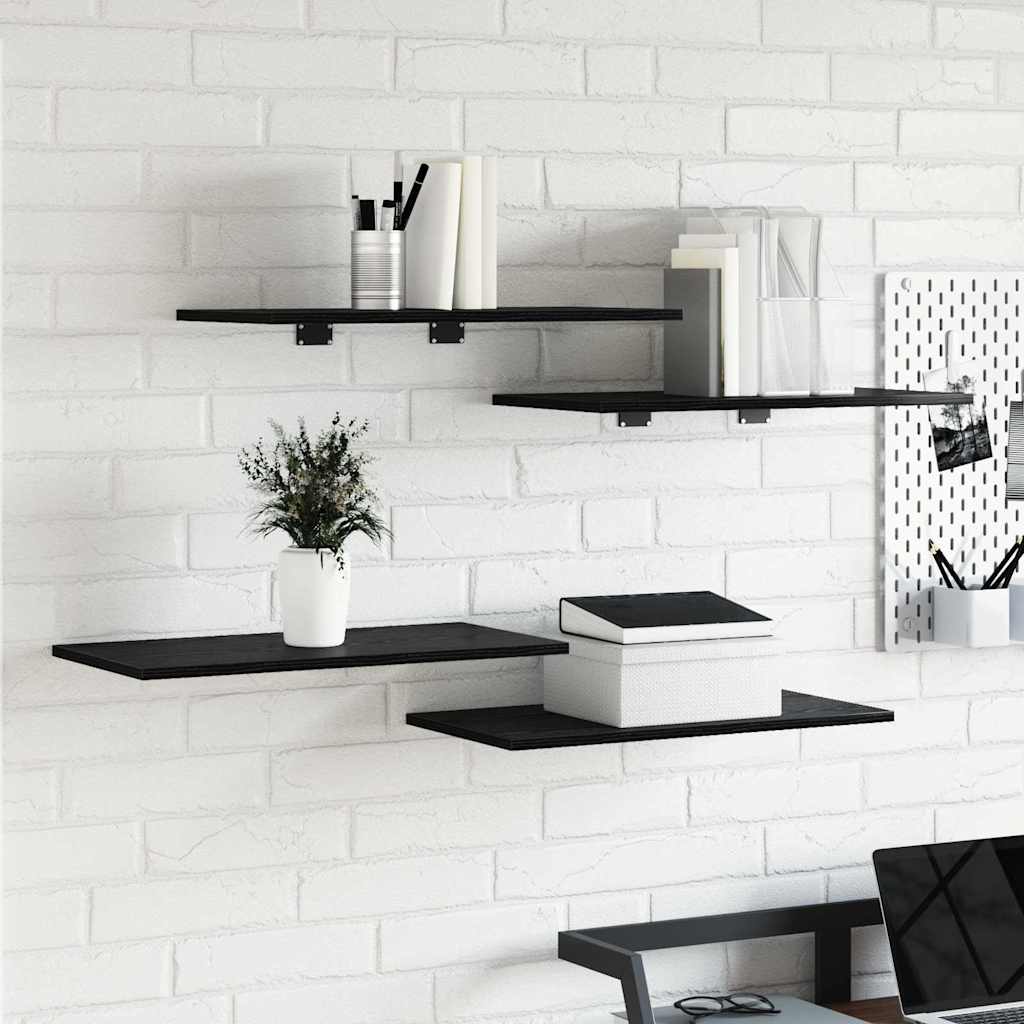 Bookshelf Board 4 pcs Black 60 x 30 x 1.5 cm Engineered wood
