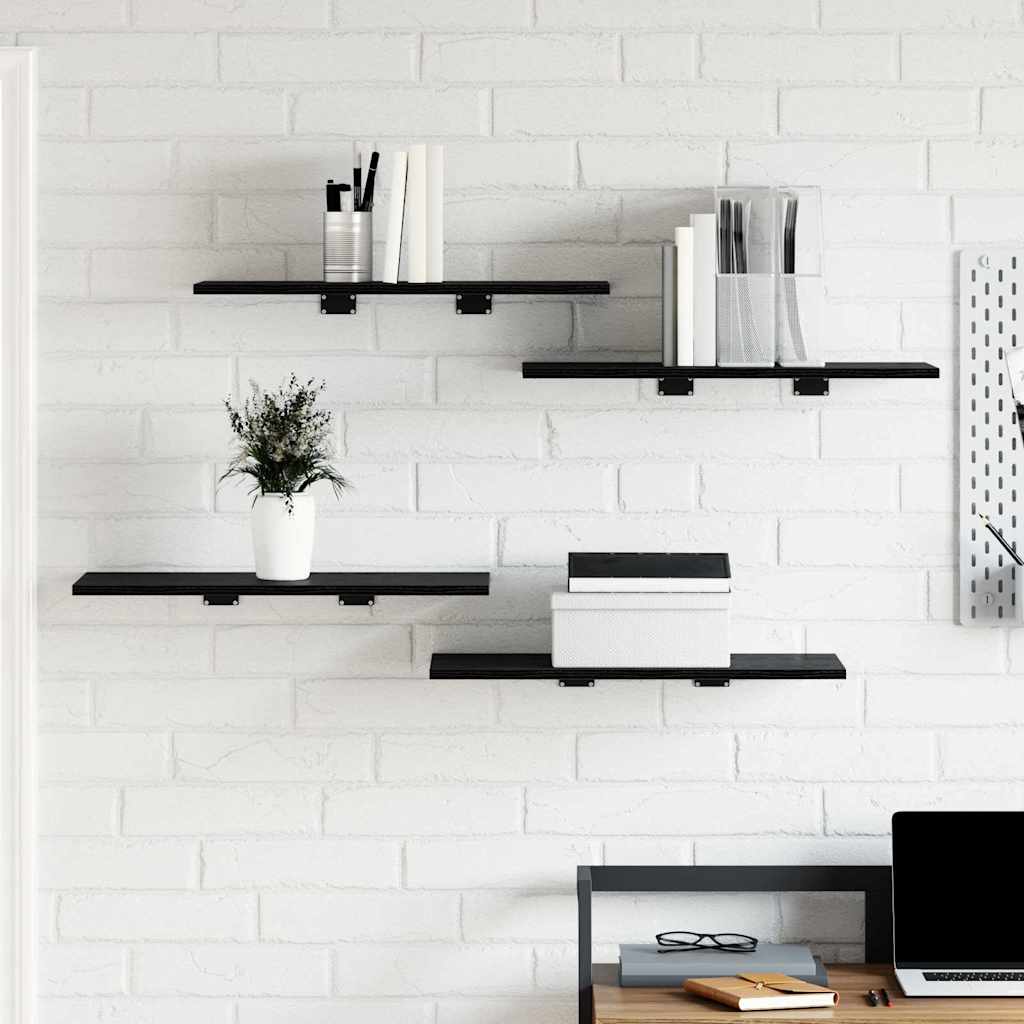 Bookshelf Board 4 pcs Black 60 x 30 x 1.5 cm Engineered wood