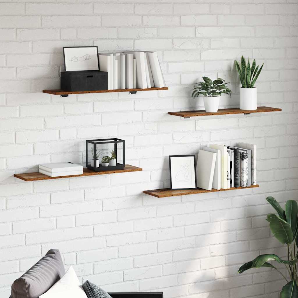 Bookshelf Board 4 pcs Brown 80 x 20 x 1.5 cm Engineered wood