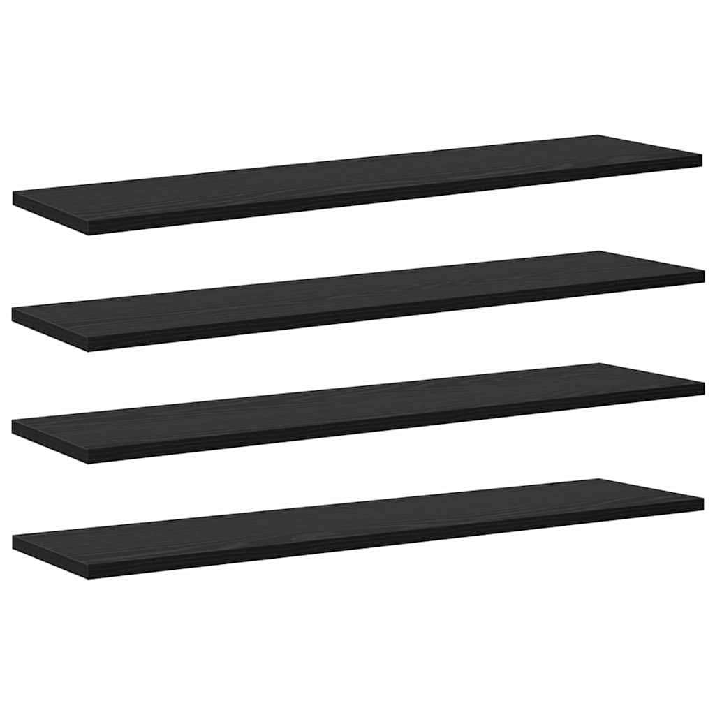 Bookshelf Board 4 pcs Black 80 x 20 x 1.5 cm Engineered wood