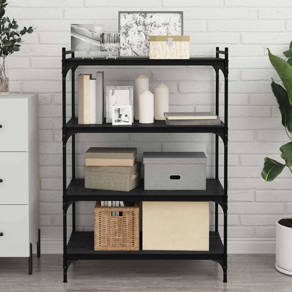 Bookshelf Board 4 pcs Black 80 x 40 x 1.5 cm Engineered wood