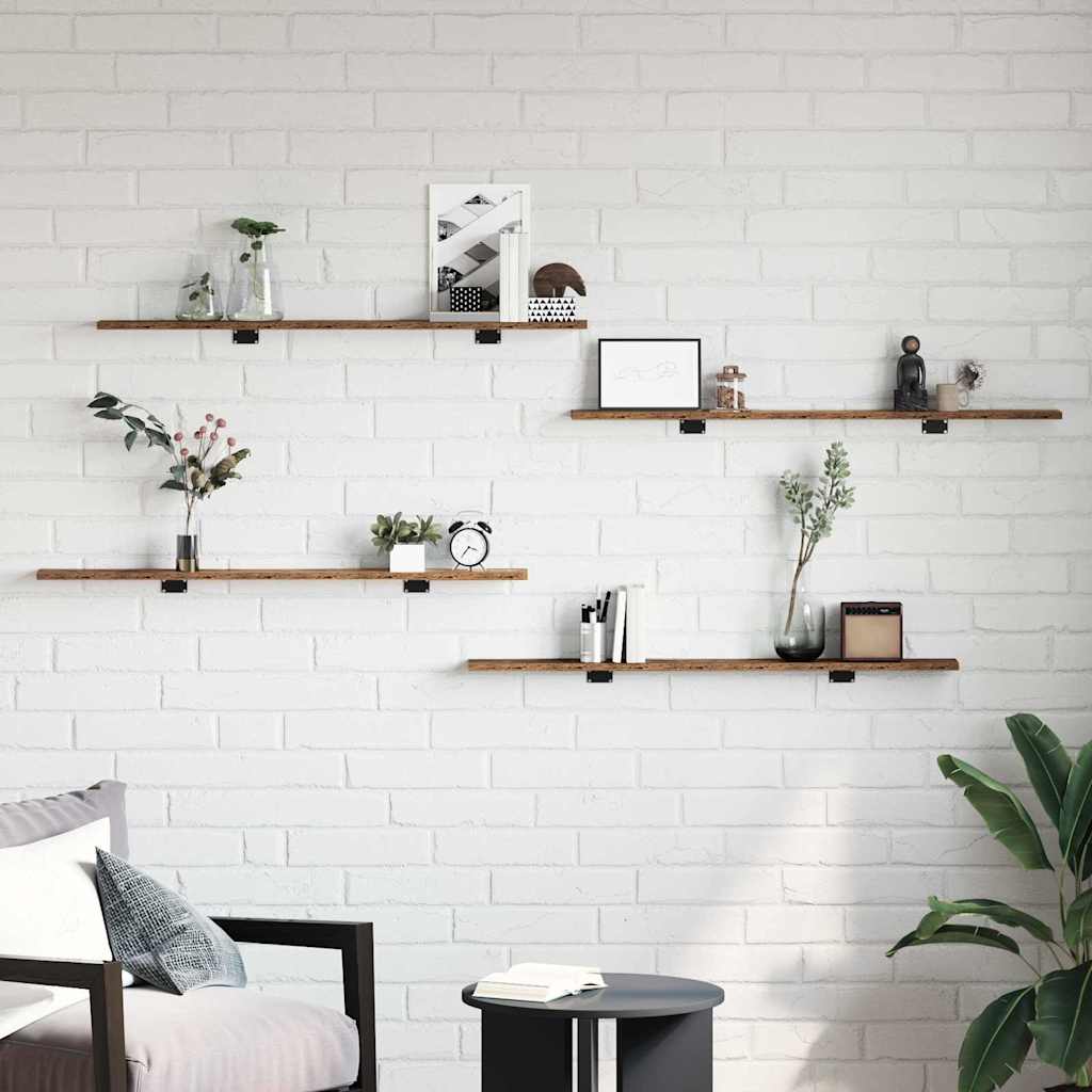 Bookshelf Board 4 pcs Brown 100 x 10 x 1.5 cm Engineered wood