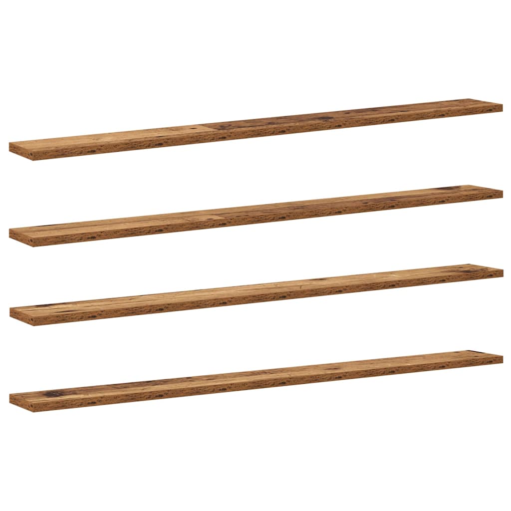Bookshelf Board 4 pcs Brown 100 x 10 x 1.5 cm Engineered wood