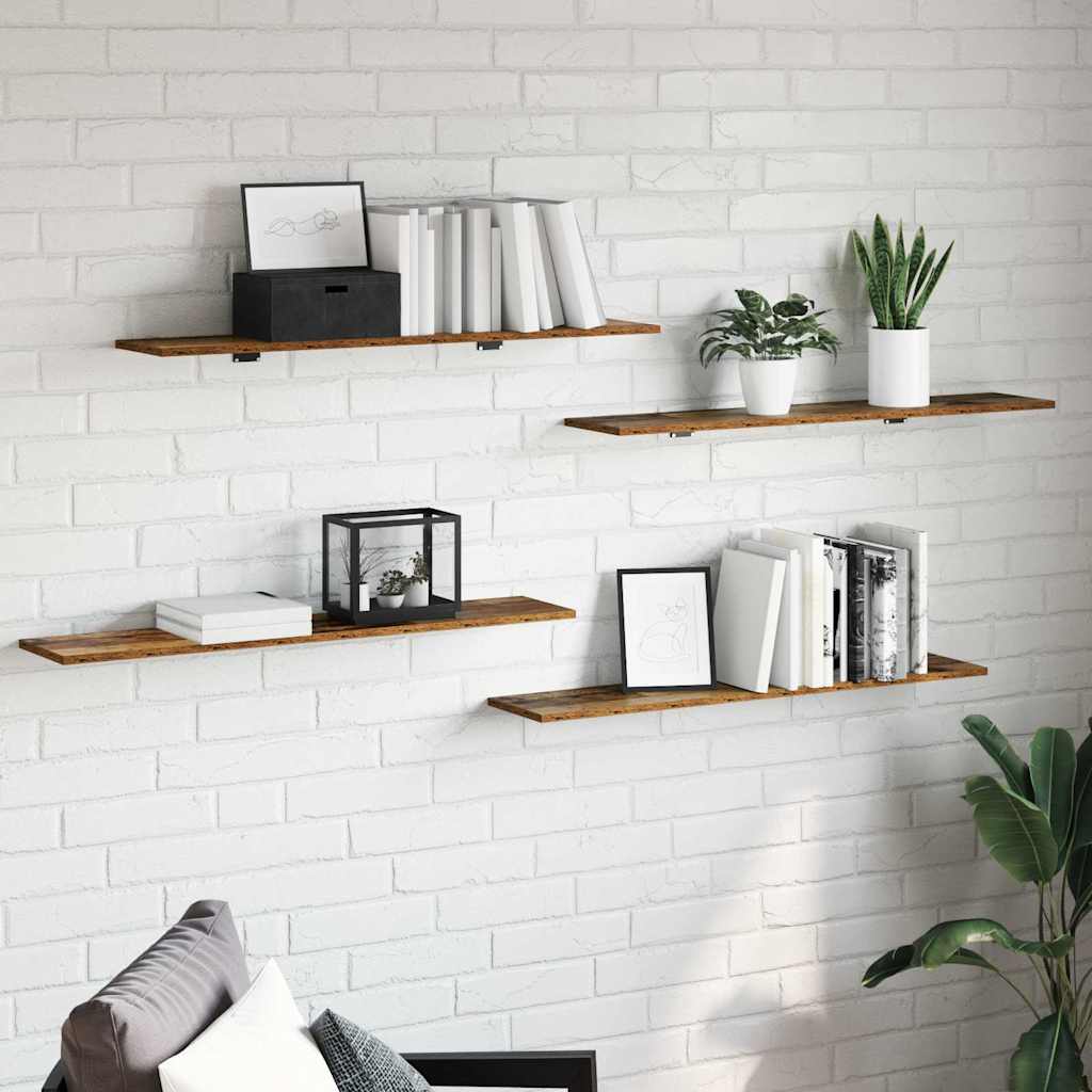 Bookshelf Board 4 pcs Brown 100 x 20 x 1.5 cm Engineered wood