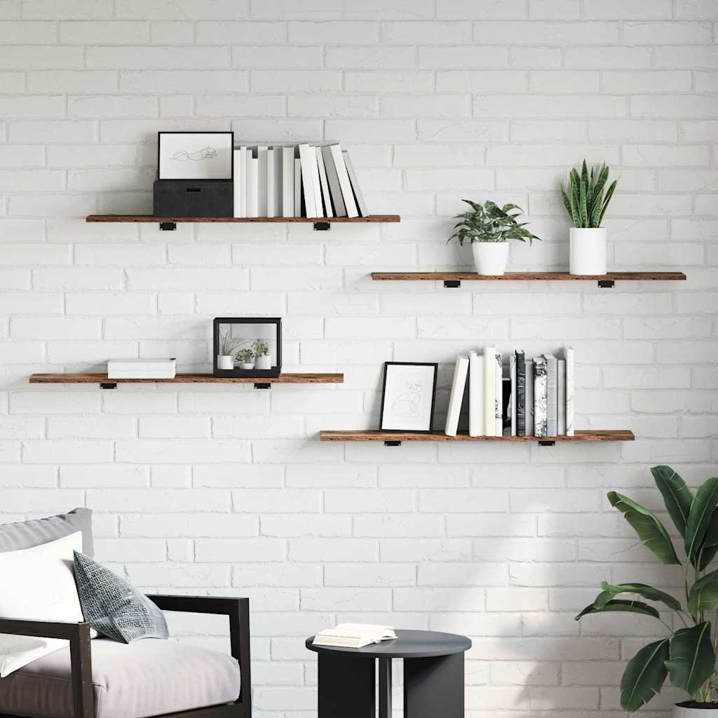 Bookshelf Board 4 pcs Brown 100 x 20 x 1.5 cm Engineered wood