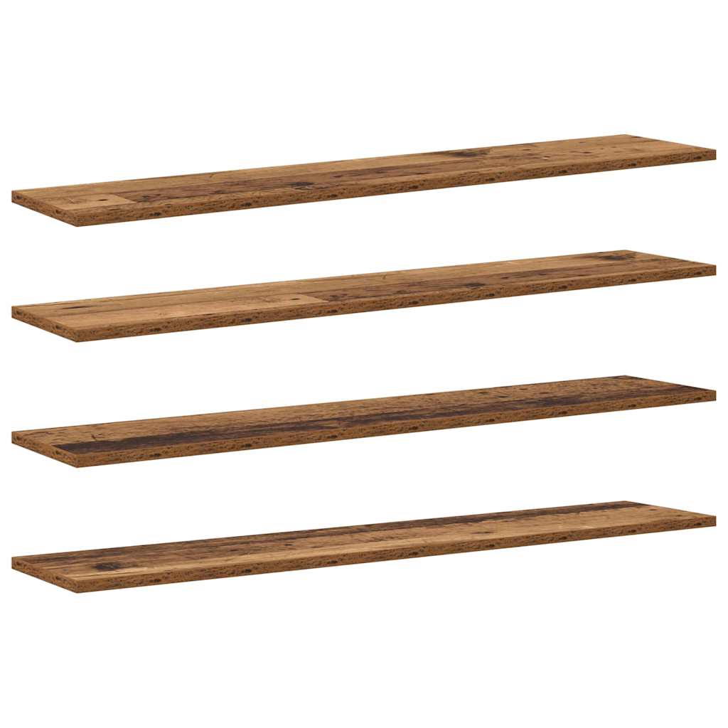 Bookshelf Board 4 pcs Brown 100 x 20 x 1.5 cm Engineered wood