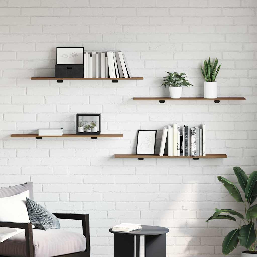 Bookshelf Board 4 pcs Brown 100 x 20 x 1.5 cm Engineered wood