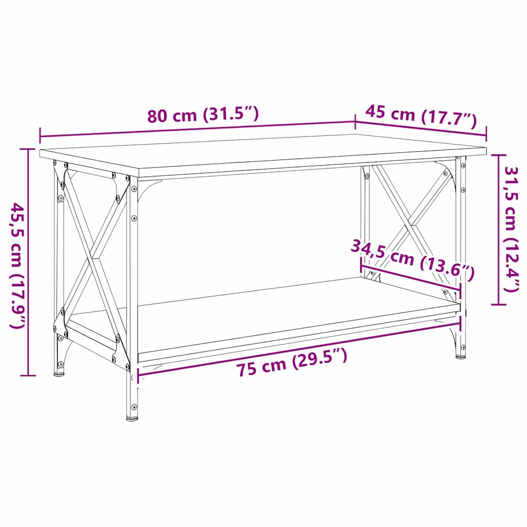 Coffee Table Old wood 80 x 45 x 45.5 cm Engineered wood