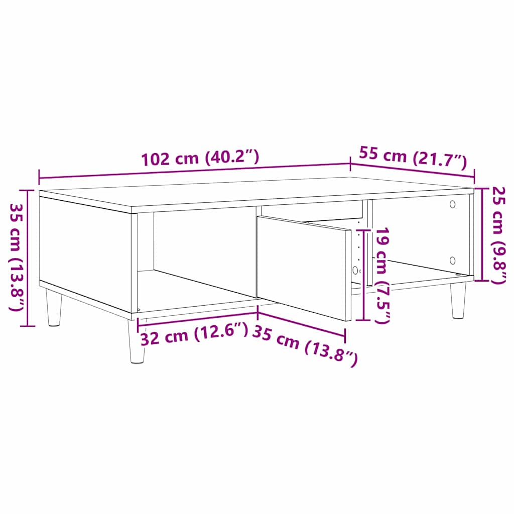 Coffee Table Smoked oak 103.5 x 60 x 35 cm Engineered wood