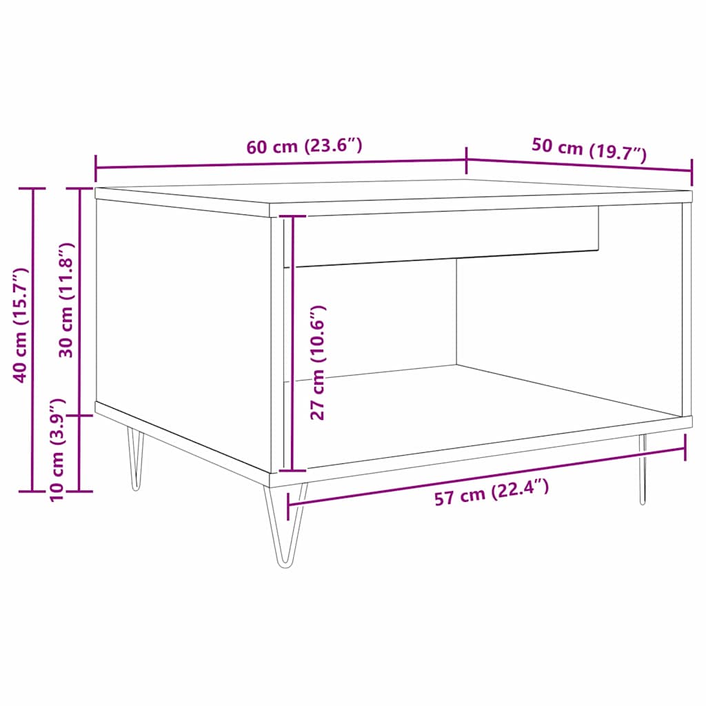 Coffee Table Old wood 60 x 50 x 40 cm Engineered wood