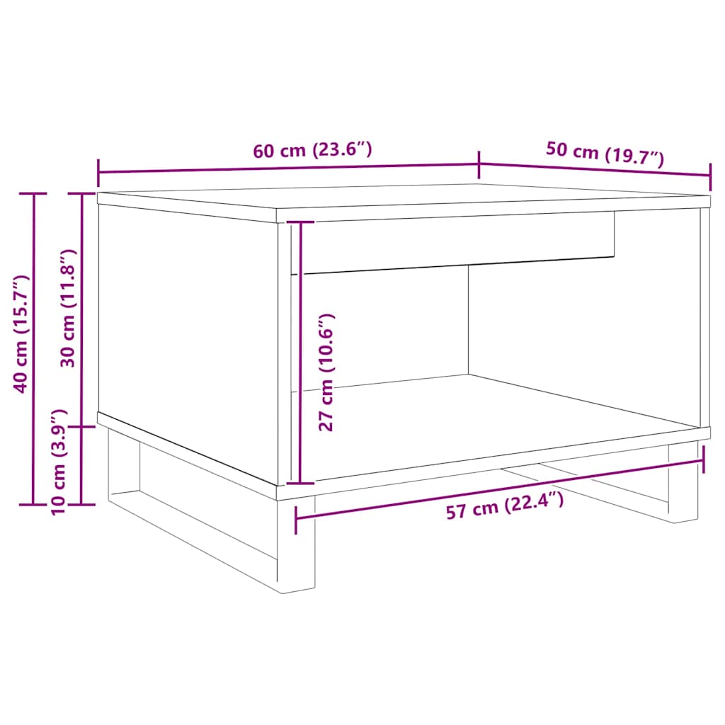 Coffee Table Old wood 60 x 50 x 40 cm Engineered wood