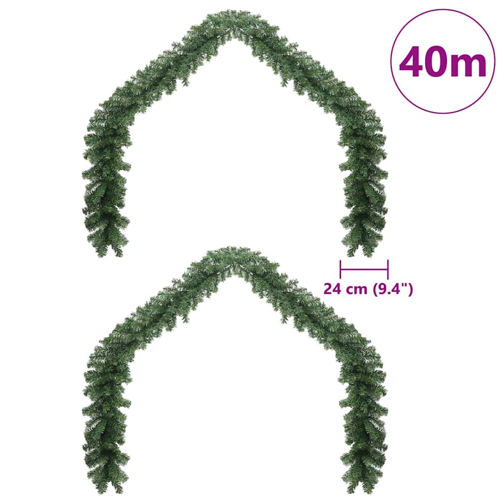 Christmas Garland 2 pcs Green 40 m PVC
