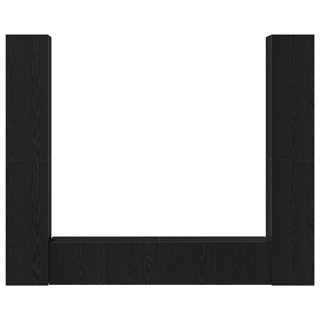 6 Piece TV Cabinet Set - Wall-mounted, Black Oak Engineered Wood