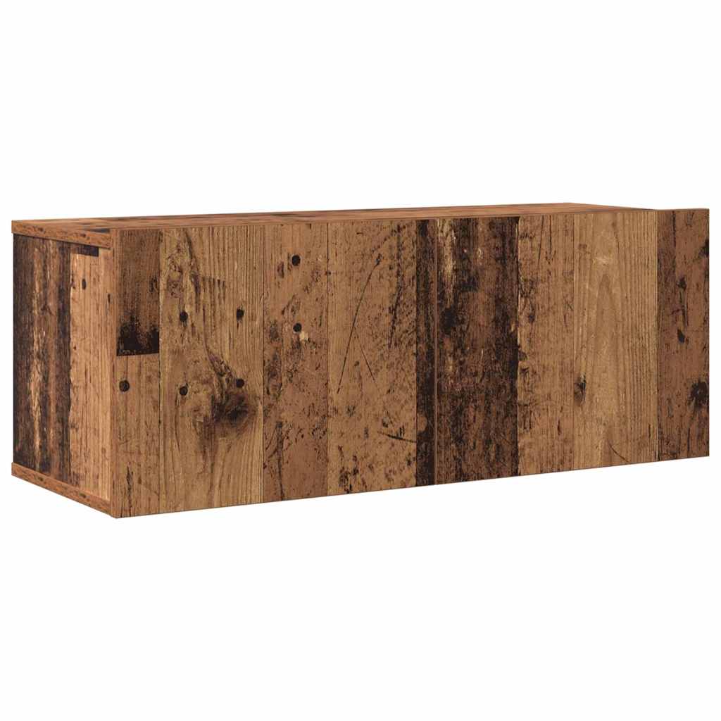 4 Piece TV Cabinet Set - Wall-mounted in Vintage Wood
