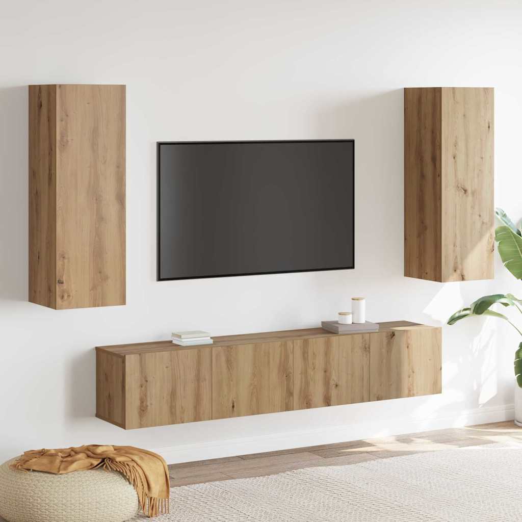 4 Piece TV Cabinet Set Artisan Oak Engineered Wood